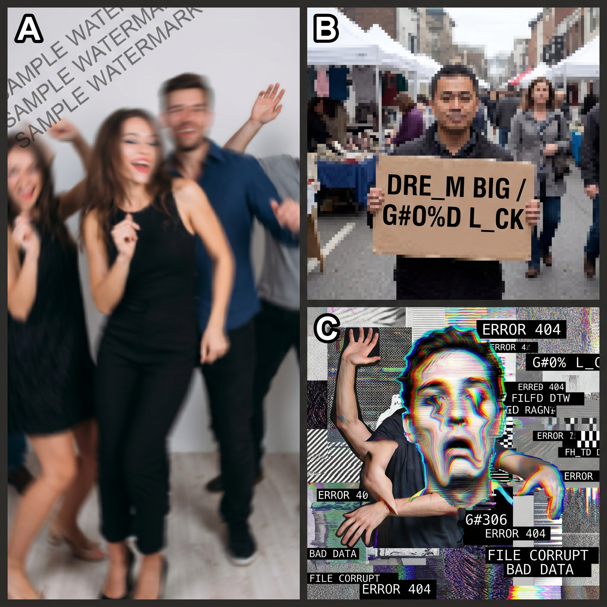 AI Design for blurry, low quality, watermark, distorted faces, extra limbs, cropped, text errors, messy composition, low resolution