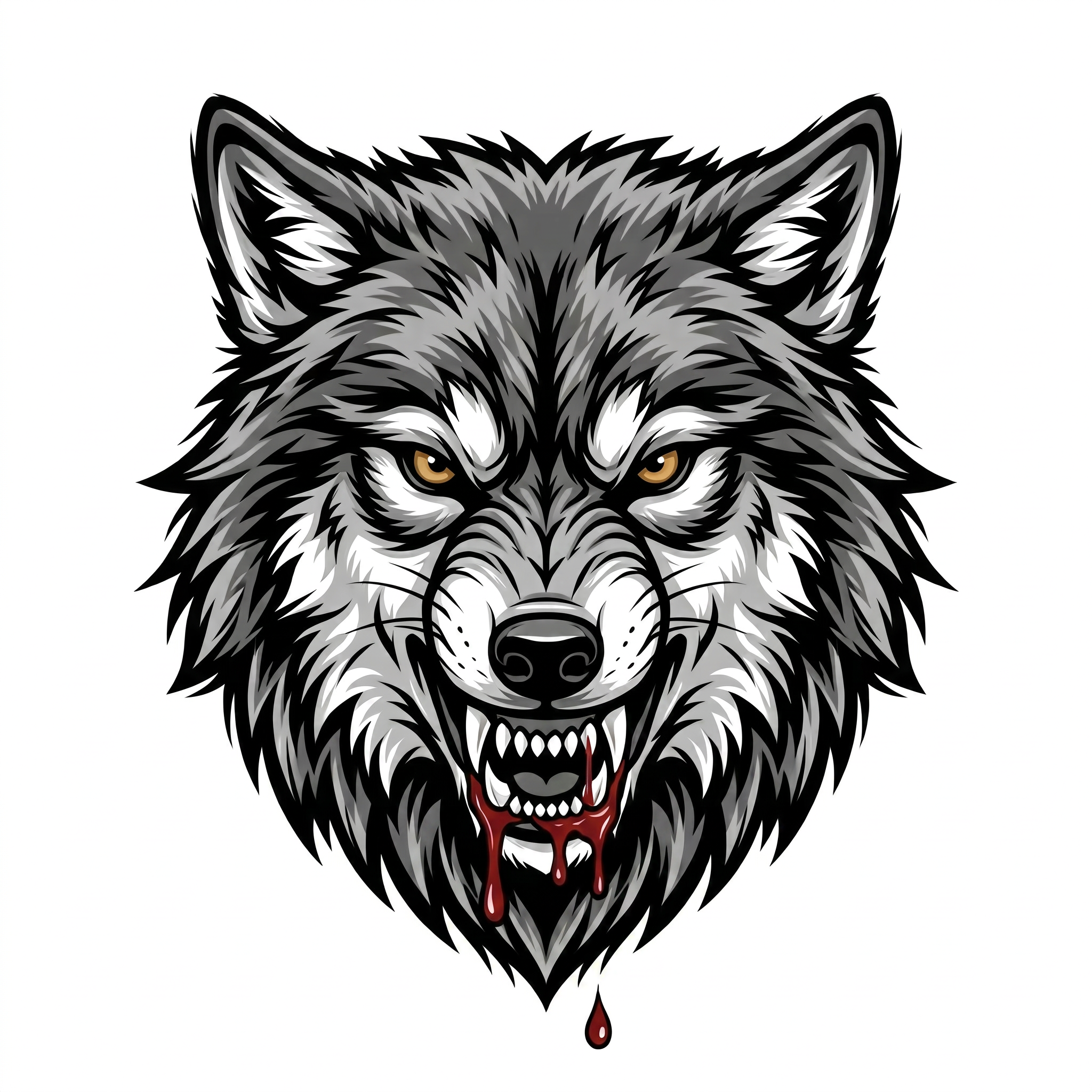 AI Design for SHOW a BLOOD droping from wolf mouth