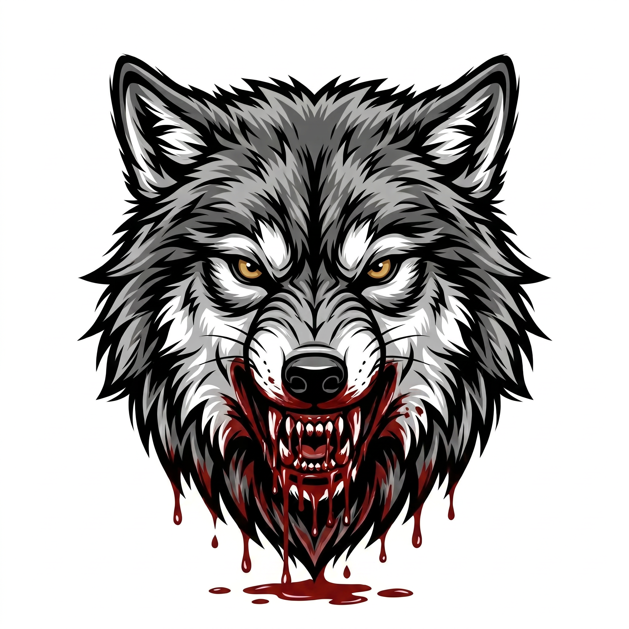 AI Design for SHOW SOME BLOOD droping from wolf mouth