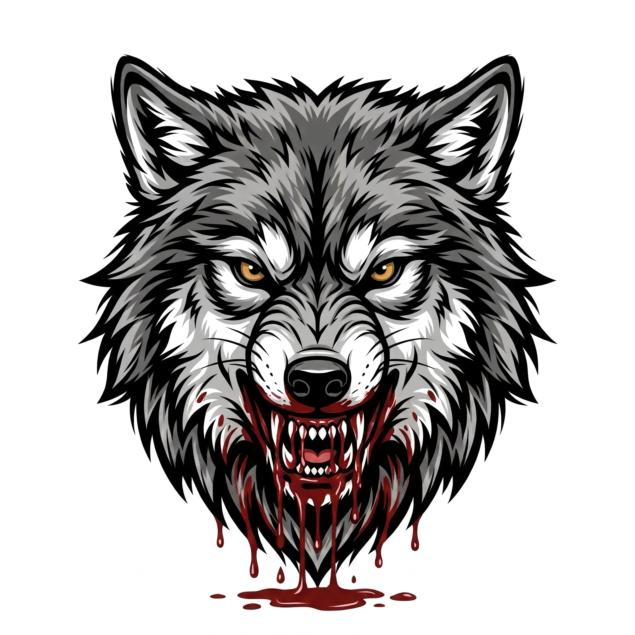 AI Design for SHOW a BLOOD droping from wolf mouth