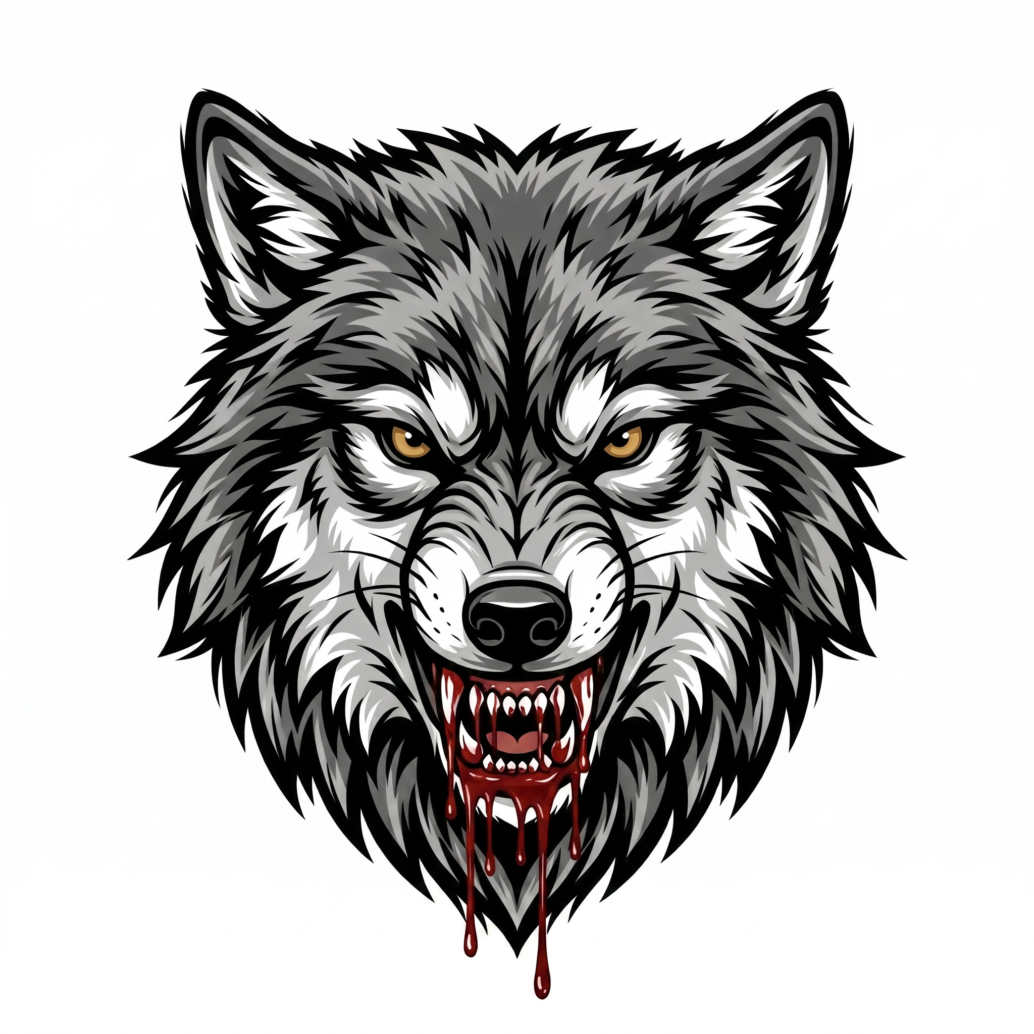 AI Design for SHOW a BLOOD droping from wolf mouth