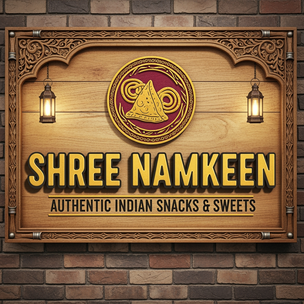 AI Design for create A CREATIVE SIGN BOARD OF SHOP WITH logo of SHREE NAMKEEN
