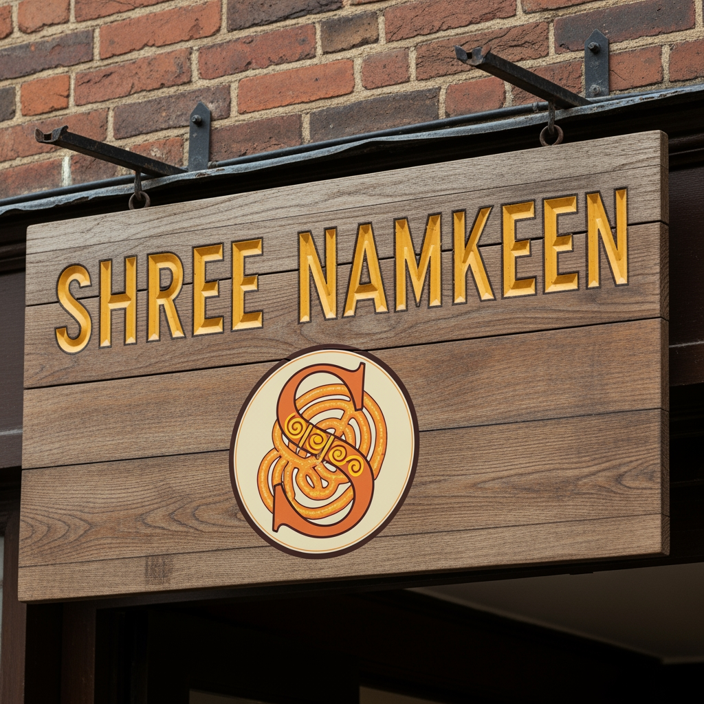 AI Design for create SIGN BOARD OF SHOP WITH logo of SHREE NAMKEEN