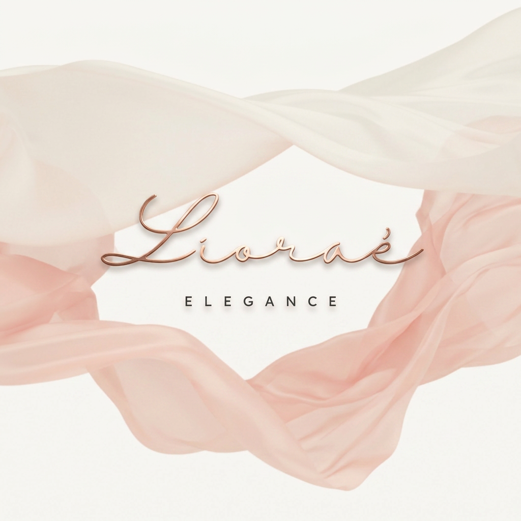 AI Design for Elegant cinematic logo reveal. Delicate blush and ivory silk chiffon flows across a minimal ivory background in slow motion. The fabric dances with soft, realistic movement, creating anticipation. As the silk parts naturally, the handwritten logo "Lioraé" is unveiled in the center, followed by the word "ELEGANCE" fading in beneath it with subtle tracking. The silk continues to drift gently around the logo before coming to rest. Luxury fashion film aesthetic, timeless sophistication, soft studio lighting, refined femininity, premium beauty campaign style, realistic cloth physics, 4K, 24 fps, 7-second duration.