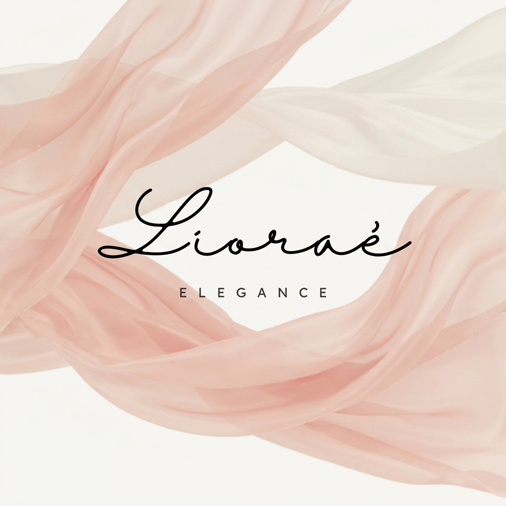 AI Design for Elegant cinematic logo reveal. Delicate blush and ivory silk chiffon flows across a minimal ivory background in slow motion. The fabric dances with soft, realistic movement, creating anticipation. As the silk parts naturally, the handwritten logo "Lioraé" is unveiled in the center, followed by the word "ELEGANCE" fading in beneath it with subtle tracking. The silk continues to drift gently around the logo before coming to rest. Luxury fashion film aesthetic, timeless sophistication, soft studio lighting, refined femininity, premium beauty campaign style, realistic cloth physics, 4K, 24 fps, 7-second duration.