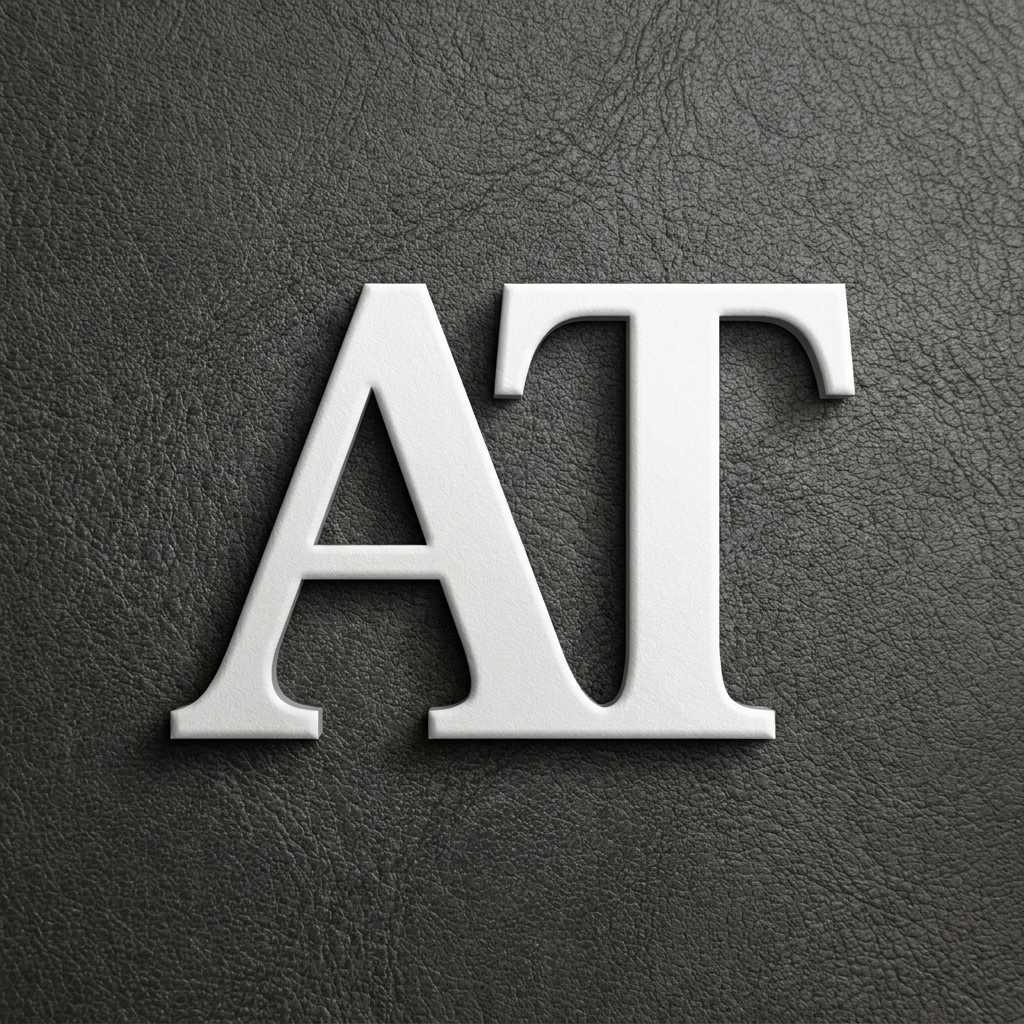 AI Design for I want create a logo with the letter of "AT" with white colour font with emboss effect