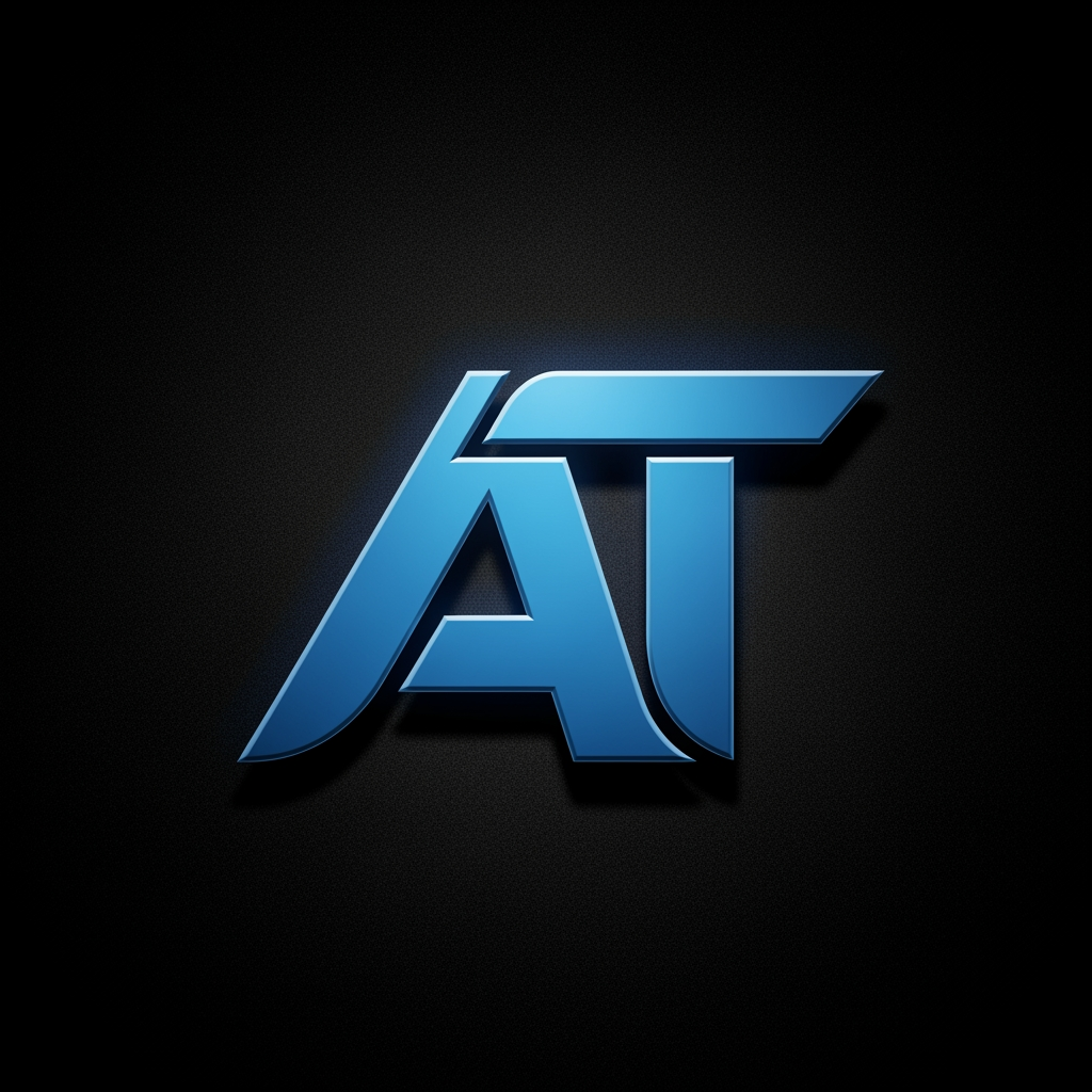AI Design for I want to create a logo for my business with the alphabet of 'AT' kindly create with proper sign letter with an emboss model , can you please show this in the blue font
