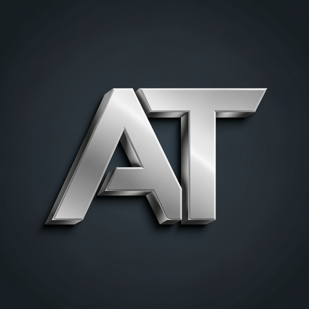 AI Design for I want to create a logo for my business with the alphabet of 'AT' kindly create with proper sign letter with an emboss model