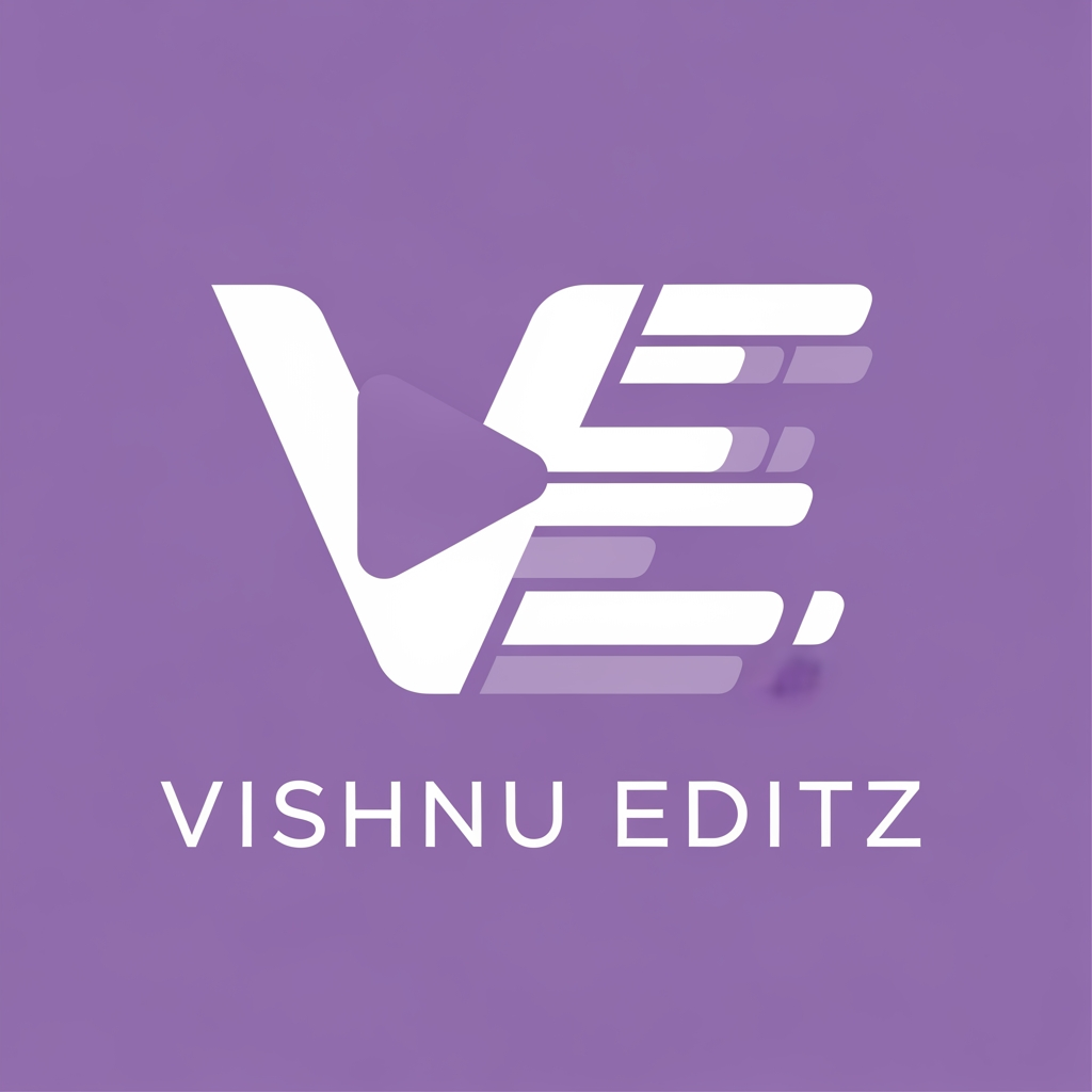 AI Design for create a logo for Video editor cum basic graphic designer. this logo blends on everything. colour palette: white and lavender. I need a lettermark-type logo blended with abstract use this name " VISHNU EDITZ "