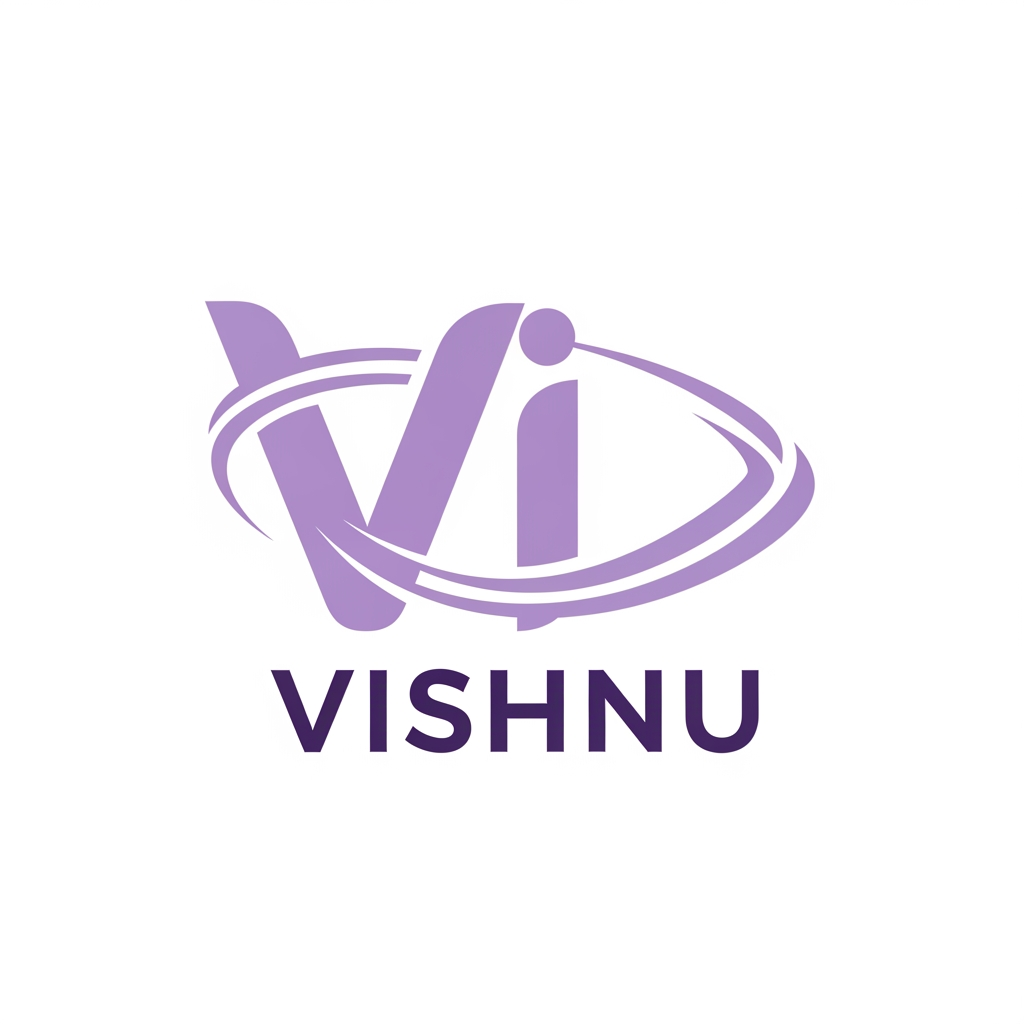 AI Design for create a logo for Video editor cum basic graphic designer. this logo blends on everything. colour palette: white and lavender. I need a lettermark-type logo blended with abstract use this name " VISHNU "