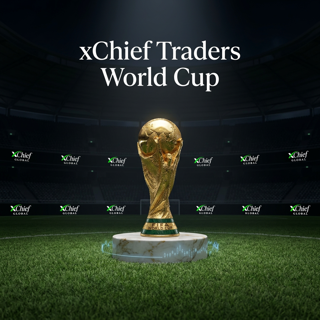 AI Design for Use the uploaded xChief logo exactly as provided.
Use the uploaded xChief logo exactly as provided.
Create an ultra-minimal luxury campaign poster for:
"xChief Traders World Cup"
An authentic FIFA World Cup trophy stands alone at the center of a world-class football stadium.
The trophy must remain visually identical to the real FIFA World Cup trophy, preserving its exact silhouette, proportions, structure, and iconic gold appearance.
The trophy is placed on a **small, low-profile premium cylindrical pedestal** made of polished white marble with subtle natural gold veining. The pedestal must be understated and compact, designed to feel like a refined exhibition base rather than a stage or monument.
The pedestal is positioned precisely at the center of the stadium field.
Above the trophy appears the exact headline:
"xChief Traders World Cup"
The headline must be pure white, high-contrast, perfectly legible, and cleanly integrated into the composition using elegant premium sans-serif championship typography with balanced spacing and minimal styling.
The xChief logo appears subtly on the surrounding LED perimeter screens.
The stadium environment is darker and more cinematic than standard night lighting, with deep shadows and controlled illumination to emphasize the trophy as the primary focal point.
No spectators.
No players.
No confetti.
No banners cluttering the scene.
No unnecessary visual elements.
The composition should feel extremely clean and focused, with strong negative space and a single clear hero subject.
A very subtle trading element is integrated into the environment in a minimal way:
A faint, thin holographic candlestick line near the base of the pedestal with extremely low intensity and a soft electric-blue glow, acting only as a subtle financial accent.
Style:
Ultra-minimal luxury branding.
Premium fintech campaign.
Global championship aesthetic.
Institutional sports sponsorship design.
Materials:
Authentic gold FIFA World Cup trophy.
Polished white marble small pedestal with natural gold veining.
Premium metallic reflections.
Dark stadium architecture.
Composition:
Perfect symmetry.
Centered hero object.
Strong visual hierarchy.
Large negative space.
Museum-grade presentation style.
Lighting:
Dramatic championship spotlights.
Reduced ambient lighting for a darker, moodier atmosphere.
Soft volumetric beams.
Controlled reflections.
High contrast cinematic shadows.
Color palette:
Deep black.
Dark navy stadium tones.
White marble.
Championship gold.
Very subtle electric blue accent (only in trading element).
Mood:
Prestige.
Victory.
Exclusivity.
Elite performance.
Global competition.
Photorealistic.
Luxury commercial photography.
High-end sports-fintech campaign.
Award-winning advertising quality.
Ultra-realistic 8K CGI render.
"xChief Traders World Cup"
An authentic FIFA World Cup trophy stands alone at the center of a world-class football stadium.
The trophy must remain visually identical to the real FIFA World Cup trophy, preserving its exact silhouette, proportions, structure, and iconic gold appearance.
The trophy is displayed on a premium cylindrical pedestal crafted from polished white marble with elegant natural gold veining. The pedestal should feel luxurious, architectural, and exhibition-grade, similar to museum-level trophy showcases used in high-end global events.
The pedestal is positioned precisely at the center of the stadium field.
Above the trophy appears the exact headline:
"xChief Traders World Cup"
The headline must be large, perfectly legible, and professionally integrated into the composition with premium championship typography.
The xChief logo appears subtly on the surrounding LED perimeter screens.
The stadium environment is almost empty, highly refined, and cinematic.
No spectators.
No players.
No confetti.
No banners cluttering the scene.
No unnecessary visual elements.
The focus remains entirely on the trophy and marble pedestal.
A very subtle trading element is integrated into the environment in a minimal and almost invisible way:
A faint, thin holographic candlestick chart line gently wrapping around the base of the pedestal, barely visible, with very low intensity glow. It should feel like an abstract financial signal rather than a visual effect.
This trading element must not distract from the trophy and should remain secondary to the composition.
Style:
Ultra-minimal luxury branding.
Premium fintech campaign.
Global championship aesthetic.
Institutional sports sponsorship design.
Materials:
Authentic gold FIFA World Cup trophy.
Polished white marble pedestal with gold veining.
Premium metallic reflections.
Dark stadium architecture.
Composition:
Perfect symmetry.
Centered hero object.
Strong visual hierarchy.
Large negative space.
Museum-grade presentation style.
Lighting:
Championship stadium spotlights.
Soft volumetric beams.
Controlled reflections.
Elegant cinematic shadows.
No overexposed highlights.
Color palette:
White marble.
Championship gold.
Deep black.
Dark navy stadium tones.
Very subtle electric blue accent (only in trading element).
Mood:
Prestige.
Victory.
Exclusivity.
Elite performance.
Global competition.
Photorealistic.
Luxury commercial photography.
High-end sports-fintech campaign.
Award-winning advertising quality.
Ultra-realistic 8K CGI render.