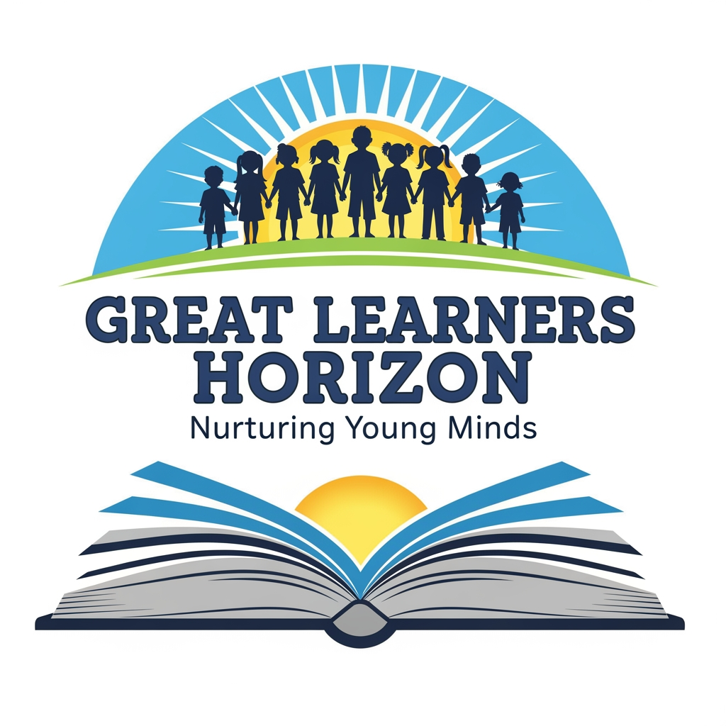 AI Design for I WANT TO CREATE A LOGO FOR OUR UPCOMIG SCHOOL BOOKS SERIES "GREAT LEARNERS HORIZON" WITH A TAGLINE NURTURING YOUNG MINDS