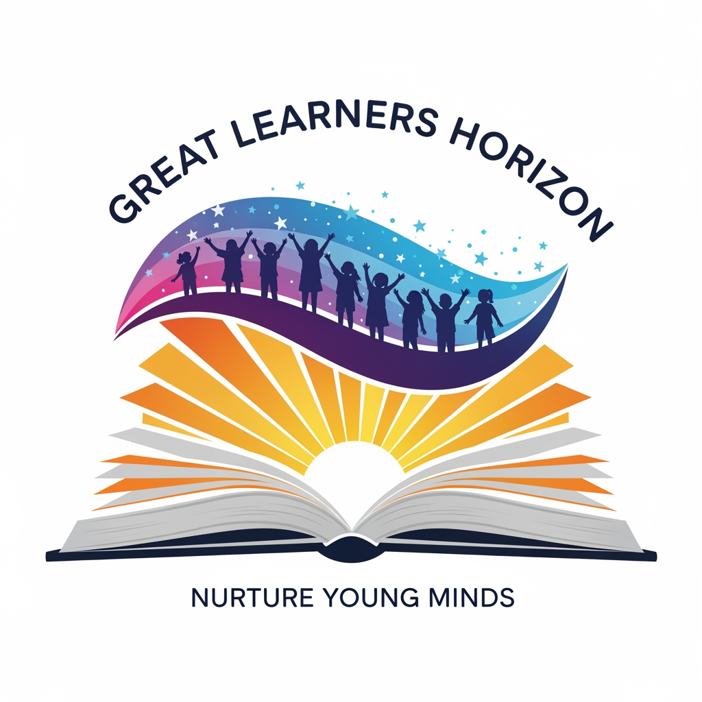 AI Design for I WANT TO CREATE A LOGO FOR OUR UPCOMIG SCHOOL BOOKS SERIES "GREAT LEARNERS HORIZON" WITH A TAGLINE NURTURE YOUNG MINDS