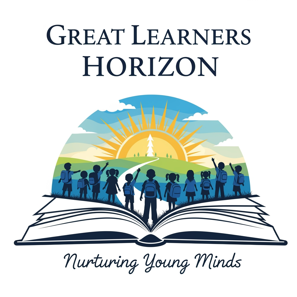 AI Design for I WANT TO CREATE A LOGO FOR OUR UPCOMIG SCHOOL BOOKS SERIES "GREAT LEARNERS HORIZON" WITH A TAGLINE NURTURING YOUNG MINDS