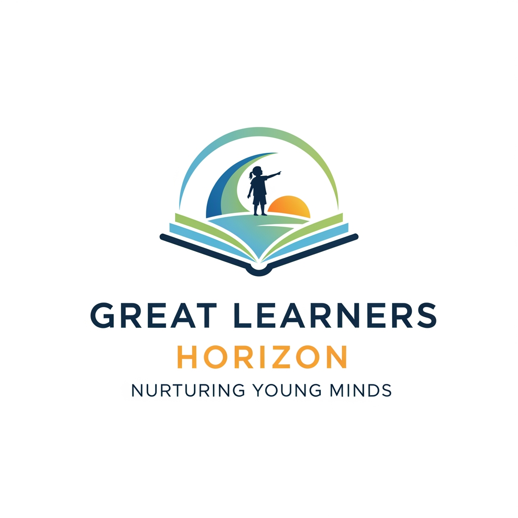 AI Design for I WANT TO CREATE A LOGO FOR OUR UPCOMIG SCHOOL BOOKS SERIES "GREAT LEARNERS HORIZON" WITH A TAGLINE NURTURING YOUNG MINDS