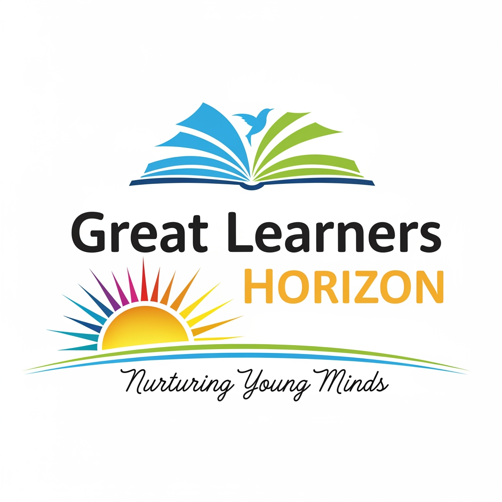 AI Design for I WANT TO CREATE A LOGO FOR OUR UPCOMIG SCHOOL BOOKS SERIES "GREAT LEARNERS HORIZON" WITH A TAGLINE NURTURING YOUNG MINDS