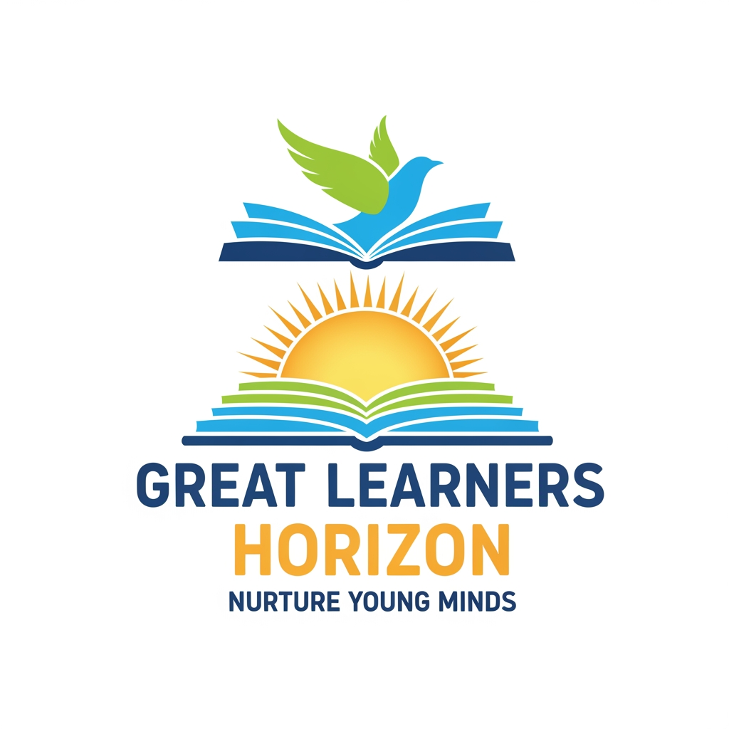 AI Design for I WANT TO CREATE A LOGO FOR OUR UPCOMIG SCHOOL BOOKS SERIES "GREAT LEARNERS HORIZON" WITH A TAGLINE NURTURE YOUNG MINDS