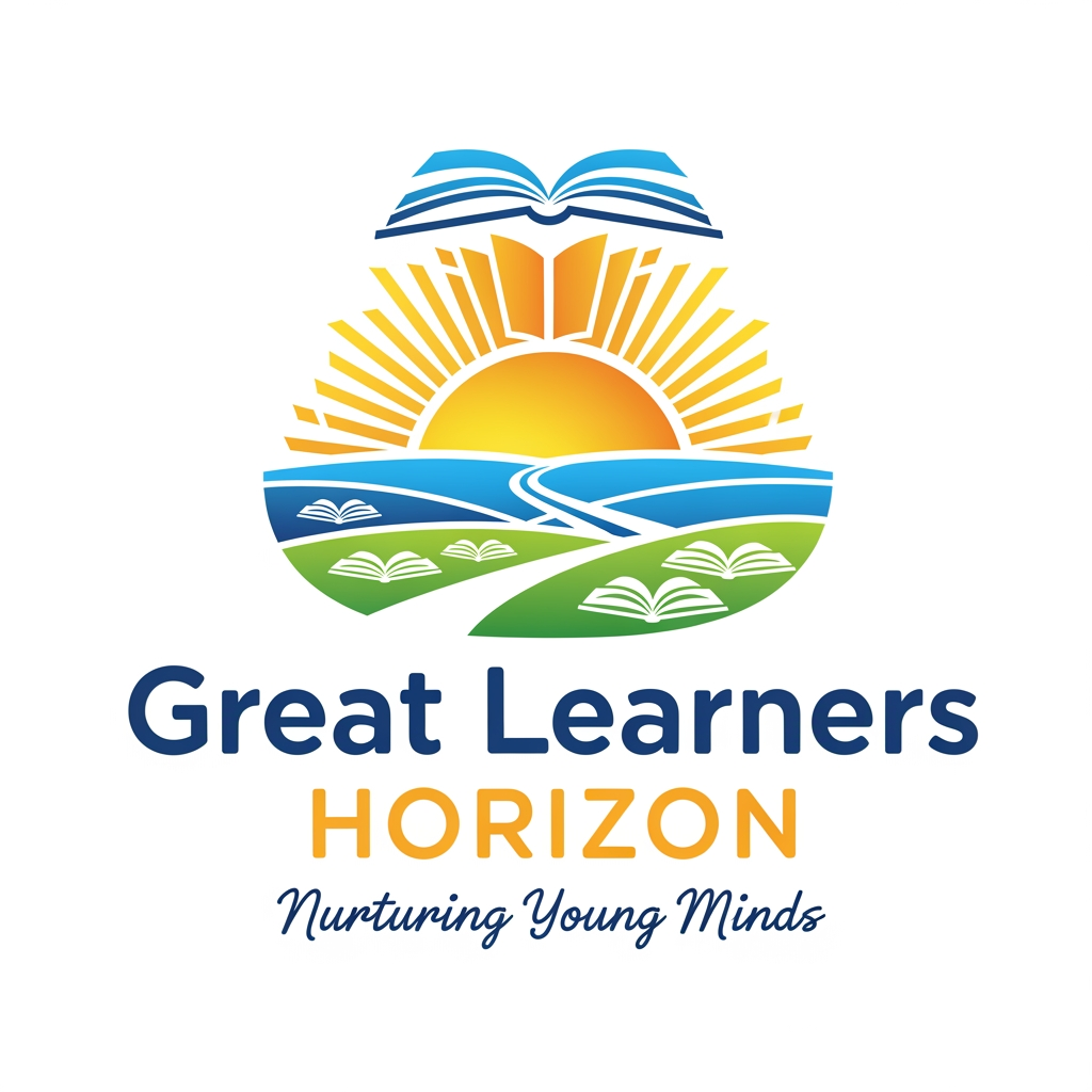 AI Design for I WANT TO CREATE A LOGO FOR OUR UPCOMIG SCHOOL BOOKS SERIES "GREAT LEARNERS HORIZON" WITH A TAGLINE NURTURING YOUNG MINDS