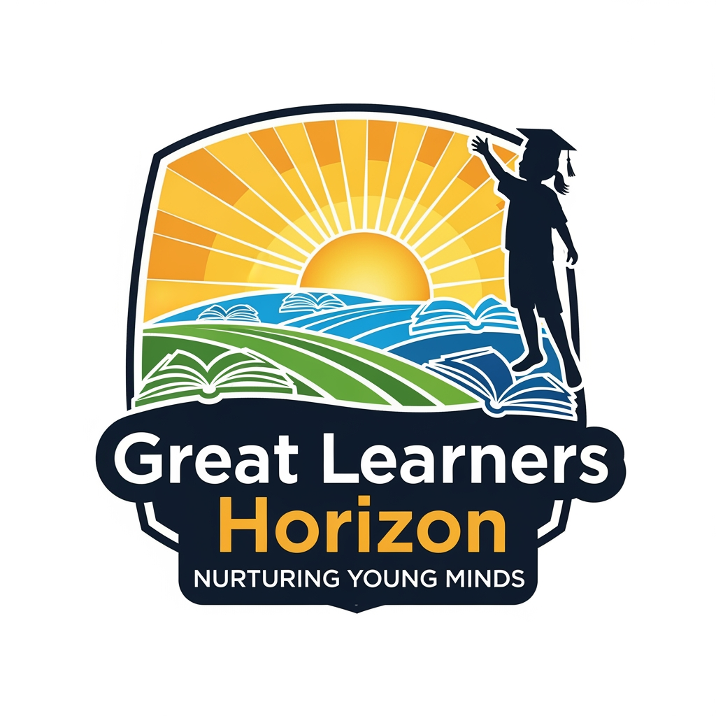 AI Design for I WANT TO CREATE A LOGO FOR OUR UPCOMIG SCHOOL BOOKS SERIES "GREAT LEARNERS HORIZON" WITH A TAGLINE NURTURING YOUNG MINDS