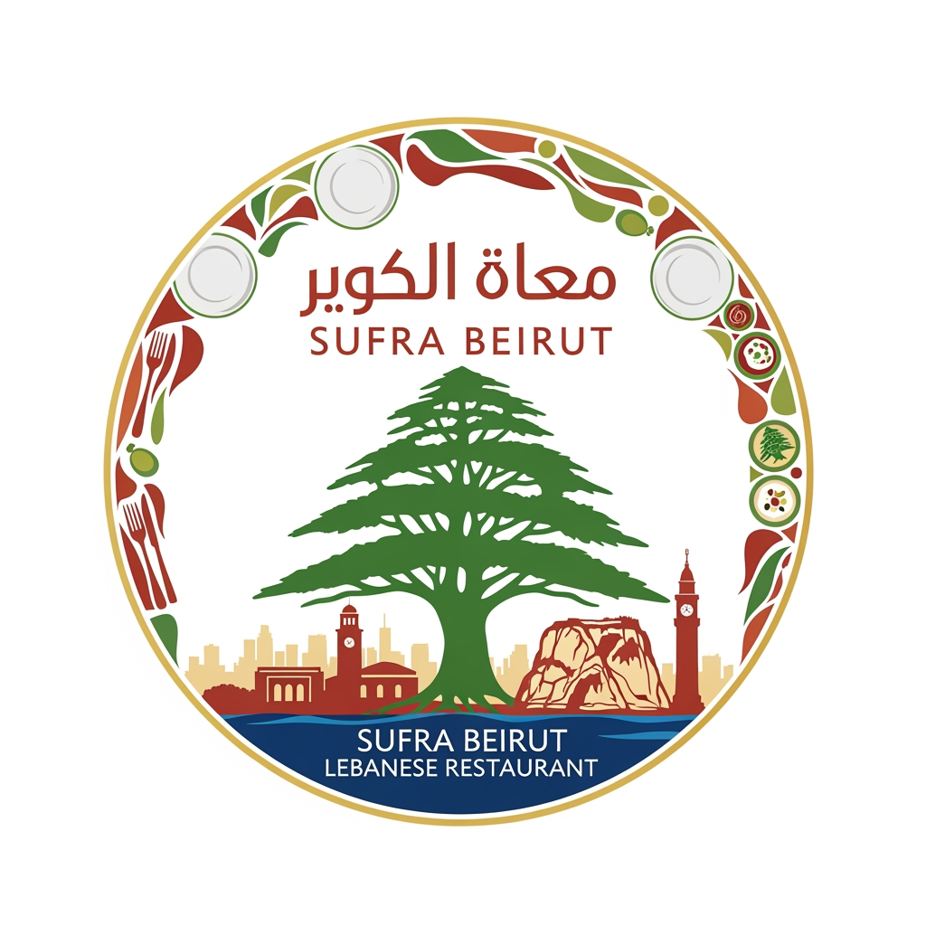 AI Design for سُفرة بيروت is a lebanese restaurant. i want a logo that has the concept of the lebanese sofra, beirut as the capital of hospitality.