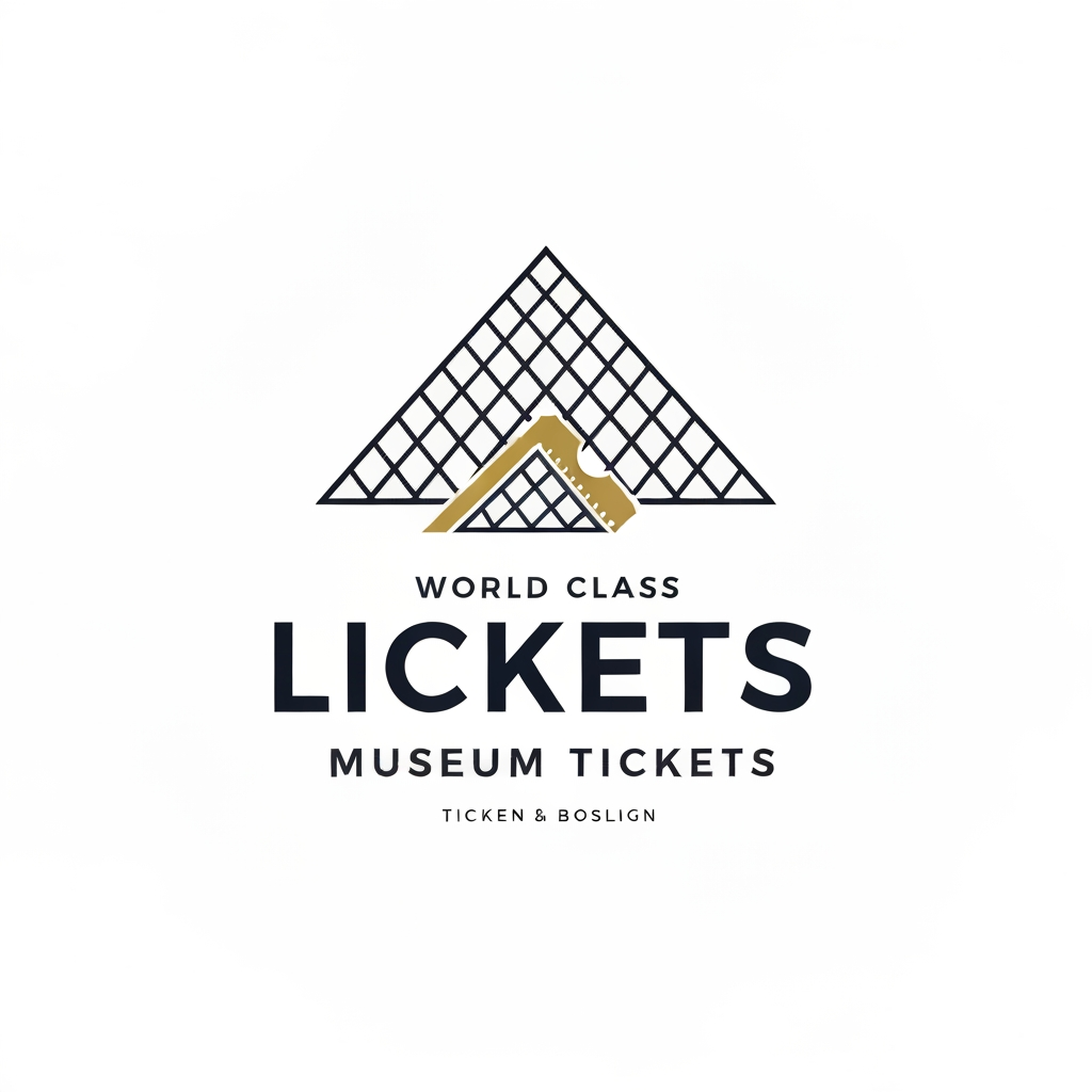 AI Design for Create a world-class luxury logo for a ticket booking website named "Louvre Museum Tickets". The logo should combine the iconic Louvre Glass Pyramid with a subtle ticket/pass element in a modern and elegant way. Design a premium icon paired with sophisticated typography. The style should be minimalist, timeless, trustworthy, and suitable for a global travel and tourism brand.

Use a refined color palette of black, gold, white, and deep navy blue. The logo should convey culture, art, history, exclusivity, and seamless online booking. Avoid cartoon styles, busy details, stock travel icons, airplanes, or generic tourism symbols.

The design must look professional on websites, mobile apps, booking platforms, business cards, and social media. Flat vector design, clean lines, geometric precision, luxury branding, high-end European aesthetic, modern travel-tech company, award-winning logo design, Behance showcase quality, white background, ultra-sharp, scalable SVG-style logo.