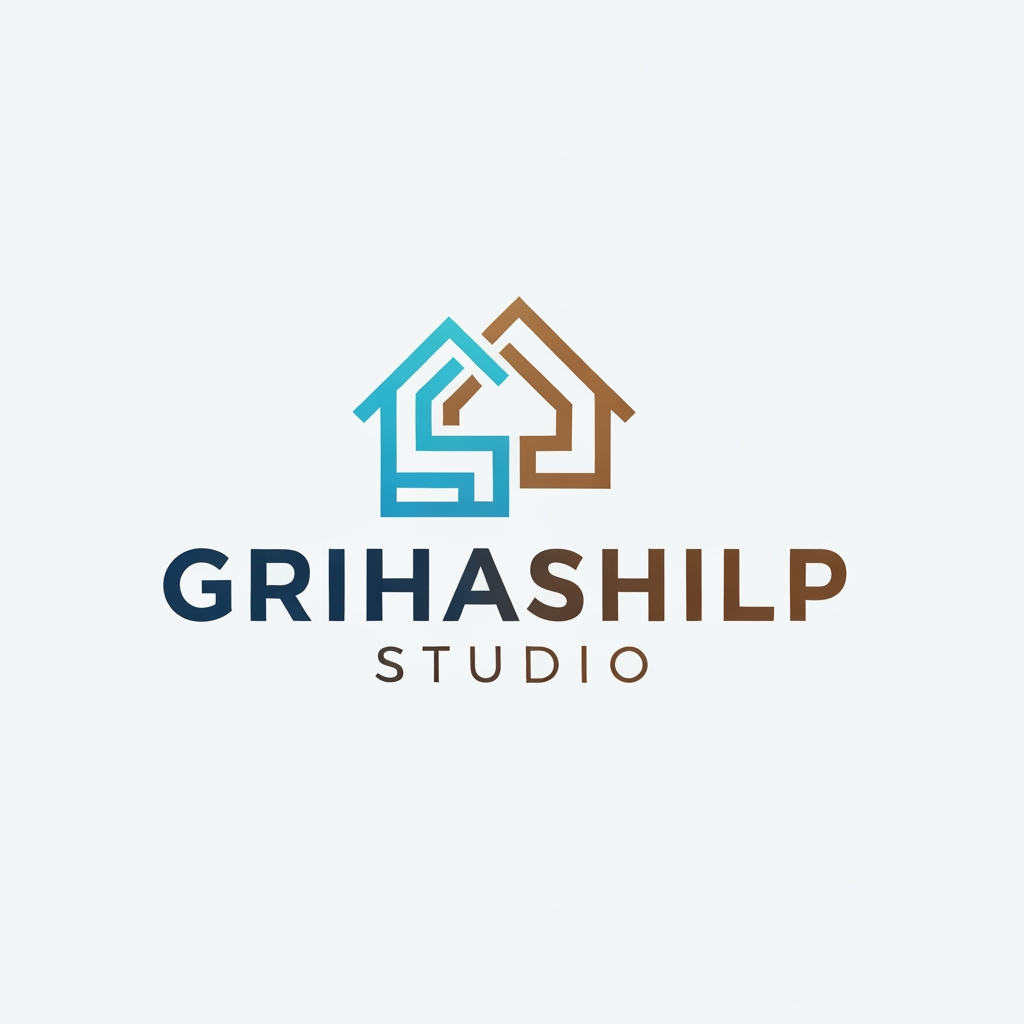 AI Design for i am an interior designer and my firm name is Grihashilp studio and i want make logo please suggest me design ideas and its will be creative and trending designs