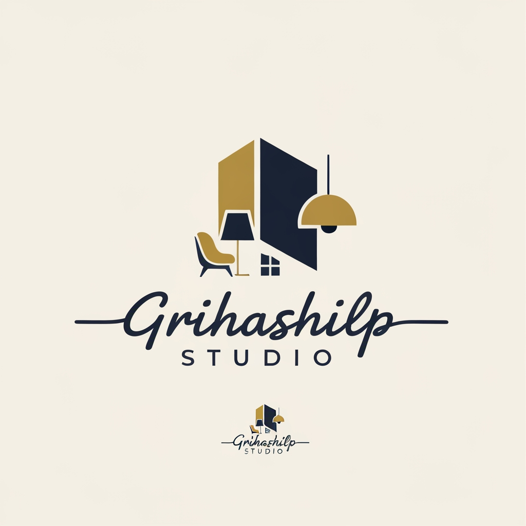 AI Design for i am an interior designer and my firm name is grihashilp studio and i want make logo please suggest me design with ideas and ganrate logo