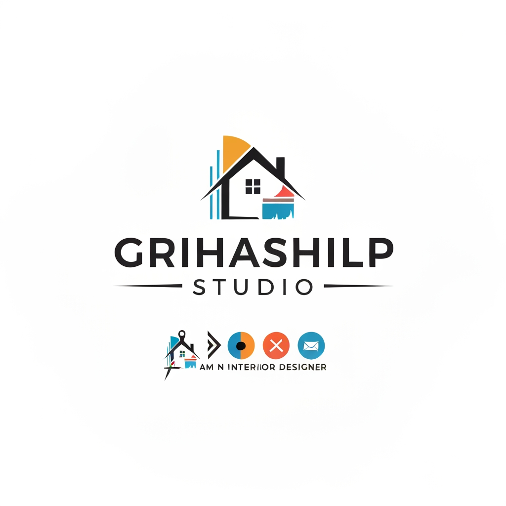 AI Design for i am an interior designer and my firm name is Grihashilp studio and i want make logo please suggest me design ideas and its will be creative and trending designs