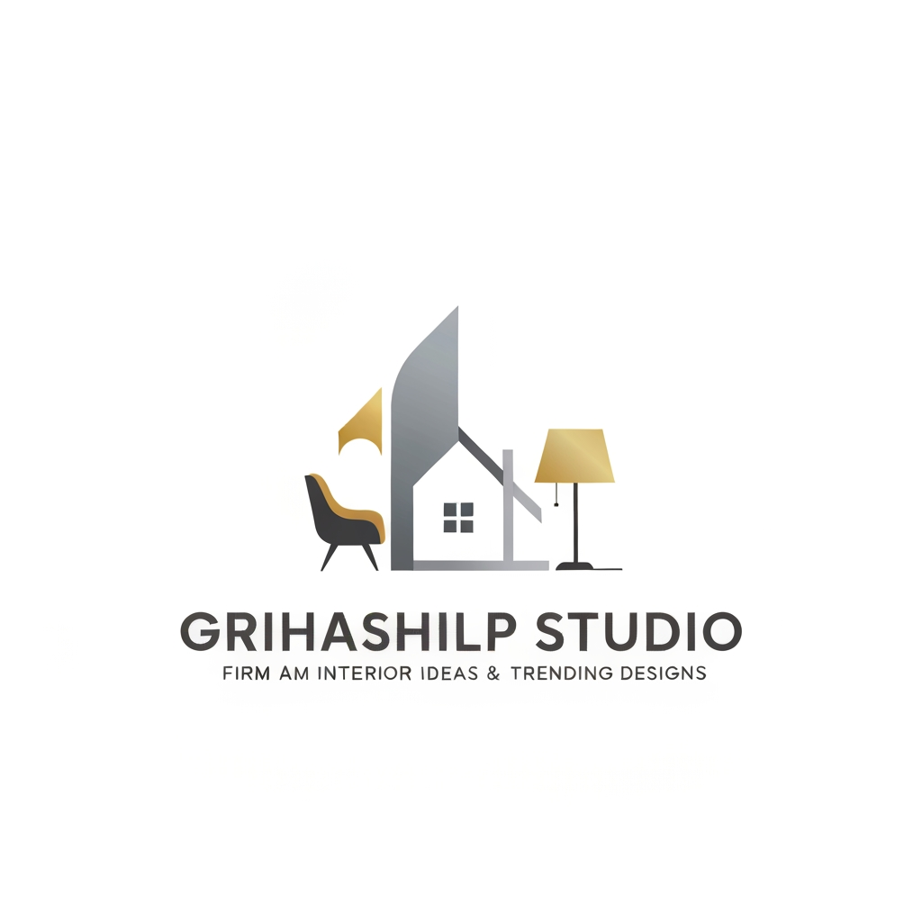AI Design for i am an interior designer and my firm name is Grihashilp studio and i want make logo please suggest me design ideas and its will be creative and trending designs