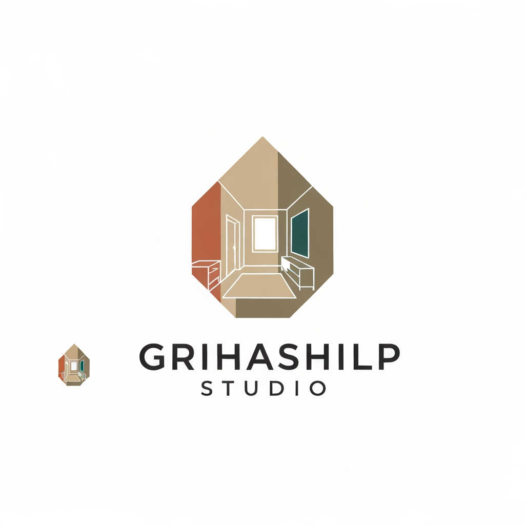 AI Design for i am an interior designer and my firm name is grihashilp studio and i want make logo please suggest me design with ideas and ganrate logo
