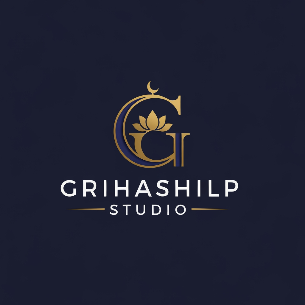 AI Design for i am an interior designer and my firm name is Grihashilp studio and i want make logo please suggest me design ideas and its will be creative and trending designs