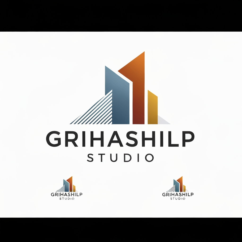 AI Design for i am an interior designer and my firm name is Grihashilp studio and i want make logo please suggest me design ideas and its will be creative and trending designs