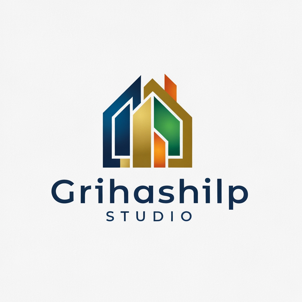 AI Design for i am an interior designer and my firm name is Grihashilp studio and i want make logo please suggest me design ideas and its will be creative and trending designs