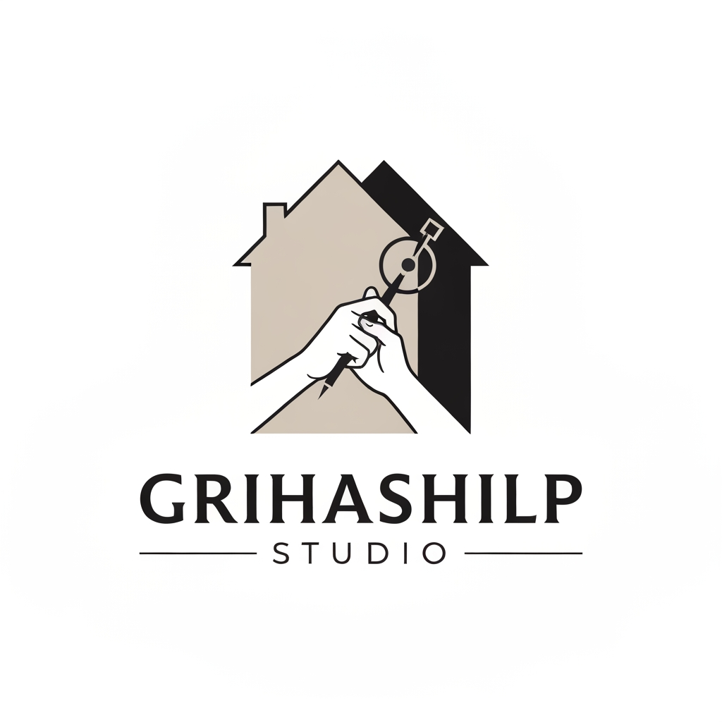 AI Design for i am an interior designer and my firm name is Grihashilp studio and i want make logo please suggest me design ideas and its will be creative and trending designs