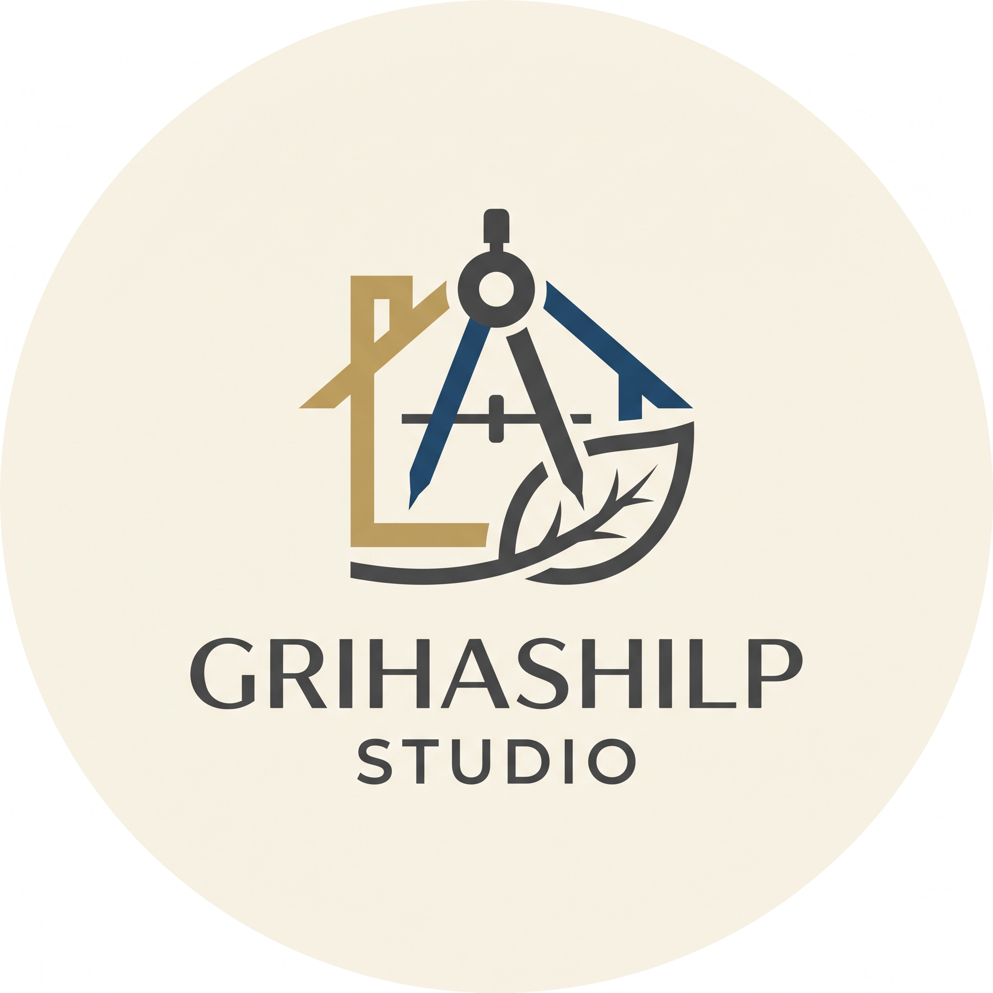 AI Design for i am an interior designer and my firm name is grihashilp studio and i want make logo please suggest me design with ideas and ganrate logo
