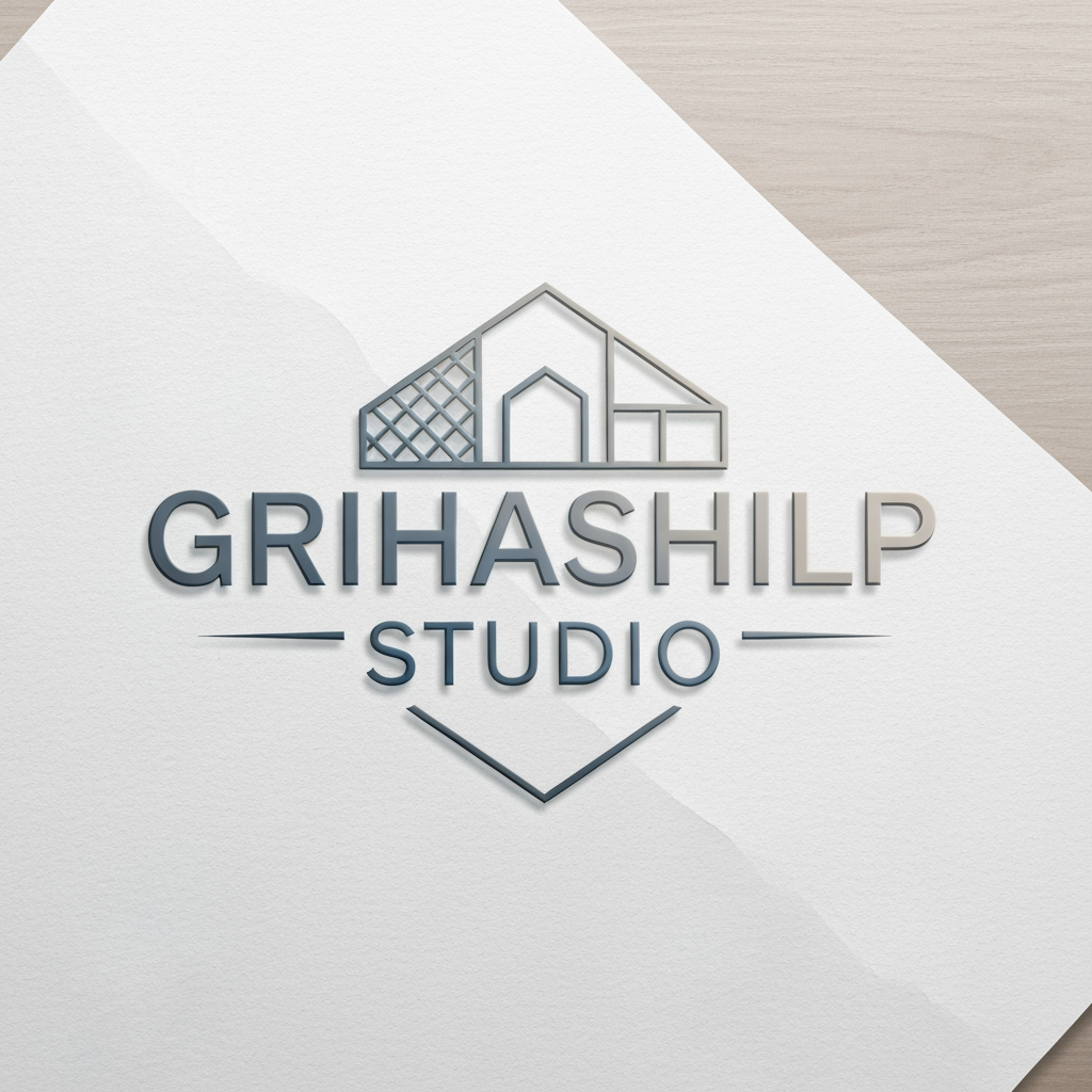 AI Design for i am an interior designer and my firm name is grihashilp studio and i want make logo please suggest me design with ideas and ganrate logo