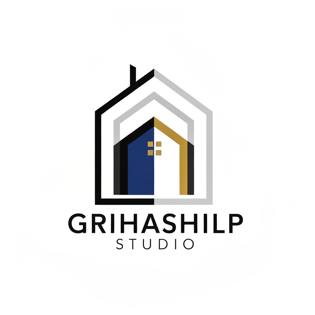 AI Design for i am an interior designer and my firm name is Grihashilp studio and i want make logo please suggest me design ideas and its will be creative and trending designs