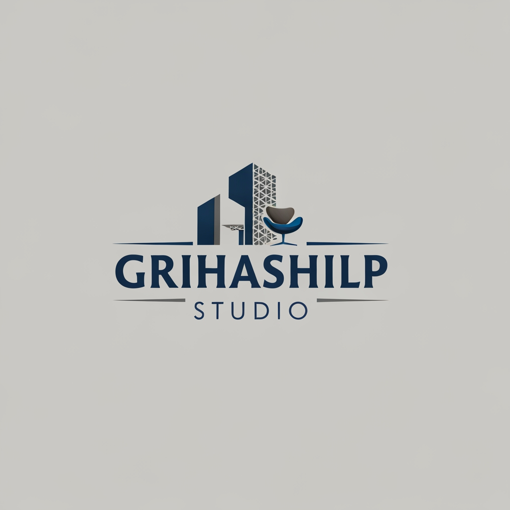 AI Design for i am an interior designer and my firm name is Grihashilp studio and i want make logo please suggest me design ideas and its will be creative and trending designs
