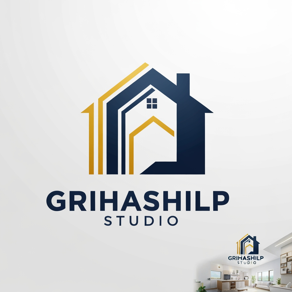 AI Design for i am an interior designer and my firm name is Grihashilp studio and i want make logo please suggest me design ideas and its will be creative and trending designs