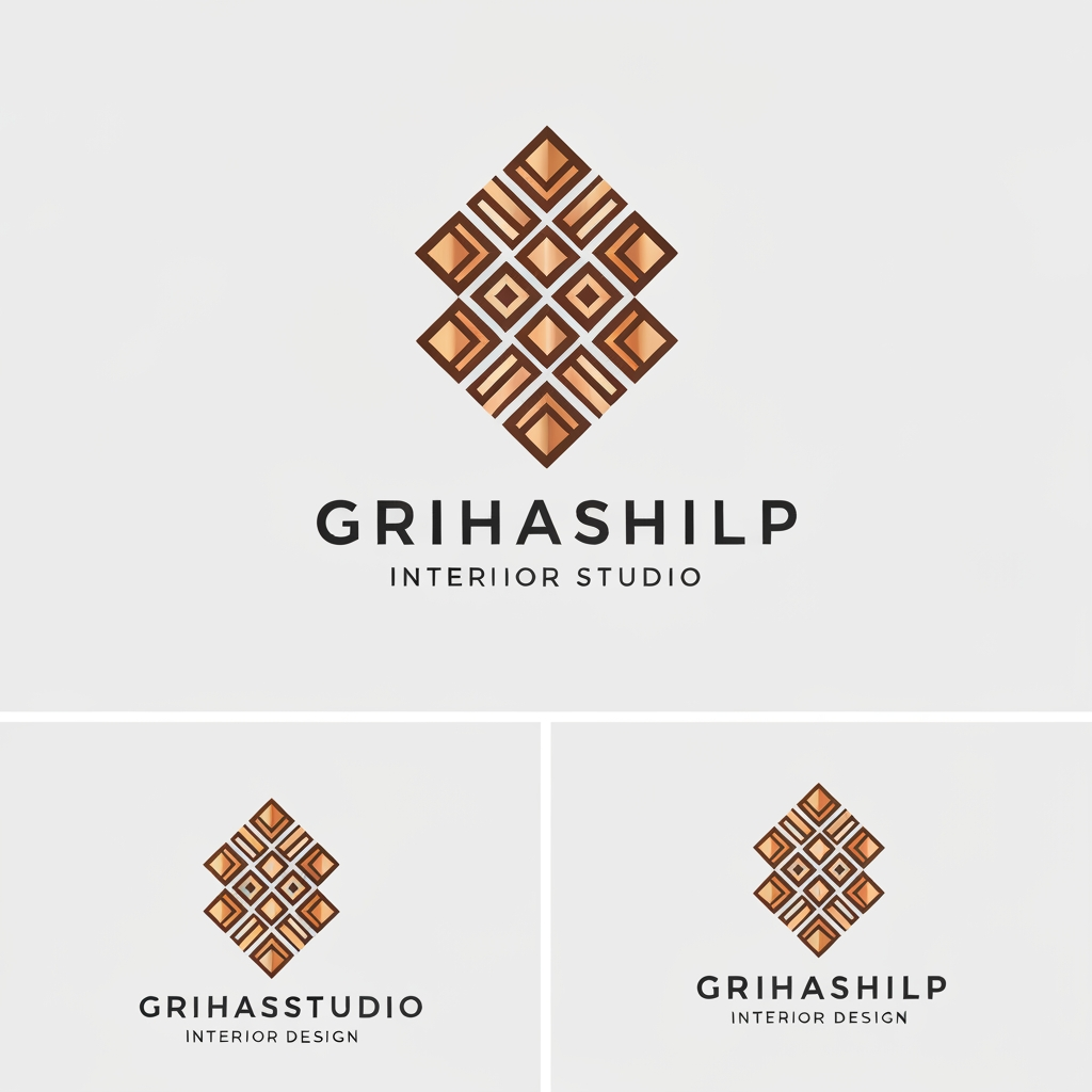 AI Design for i am an interior designer and my firm name is Grihashilp studio and i want make logo please suggest me design ideas and its will be creative and trending designs