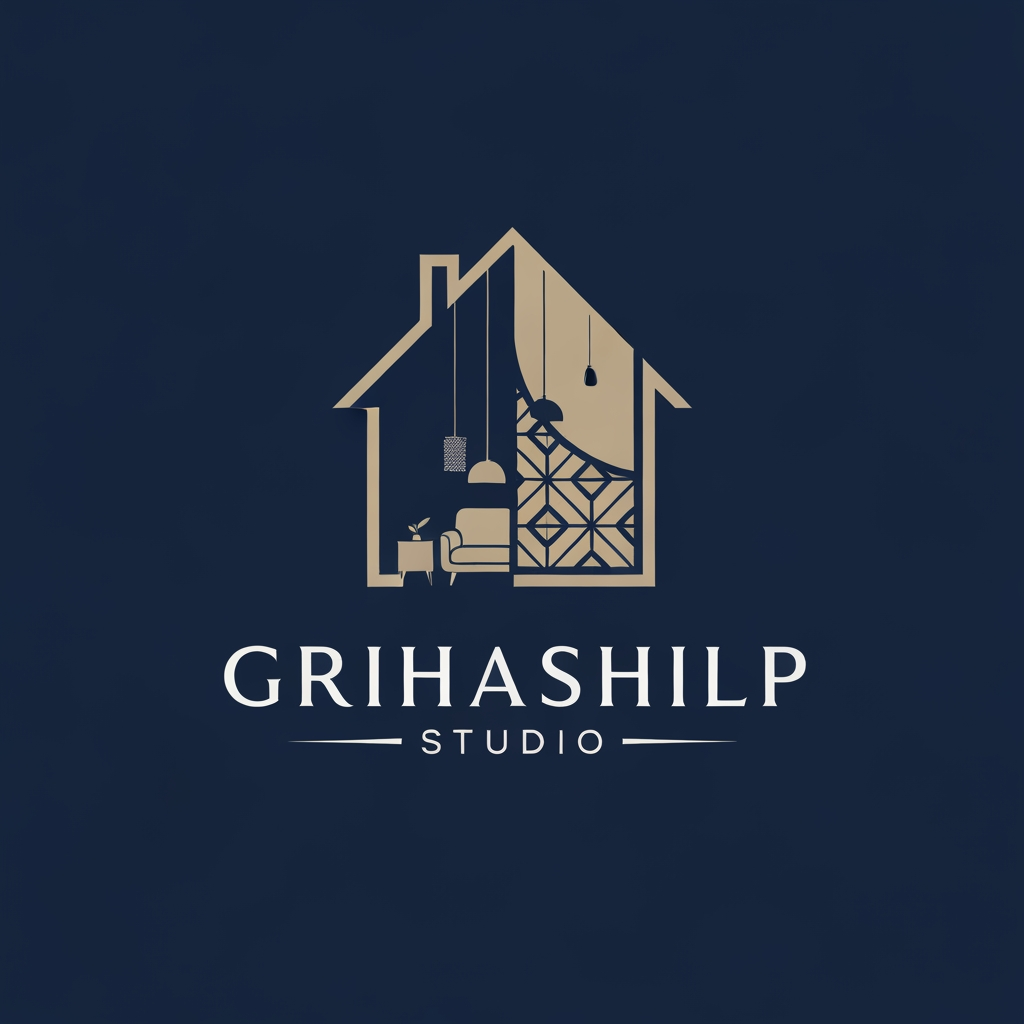 AI Design for i am an interior designer and my firm name is grihashilp studio and i want make logo please suggest me design with ideas and ganrate logo