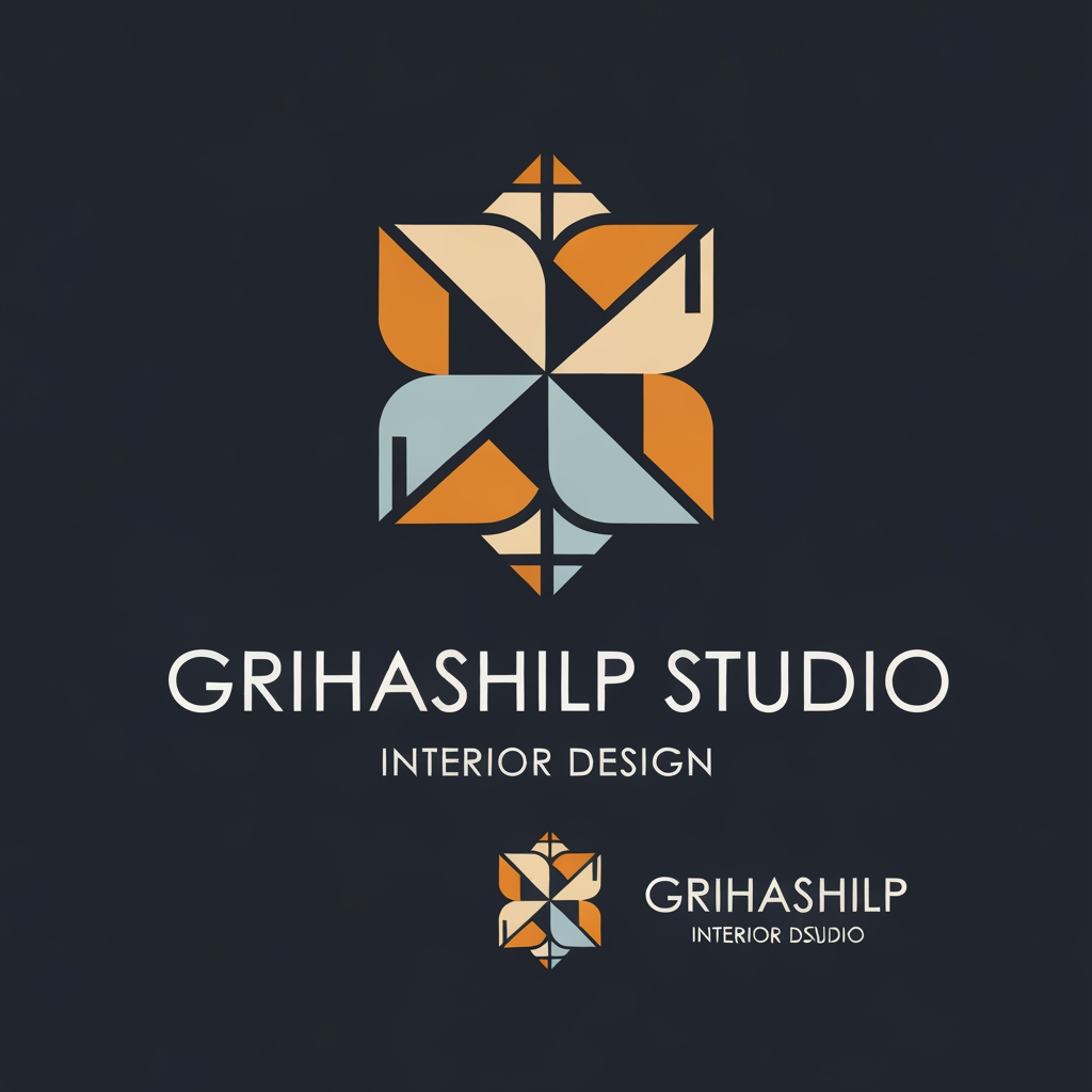 AI Design for i am an interior designer and my firm name is Grihashilp studio and i want make logo please suggest me design ideas and its will be creative and trending designs