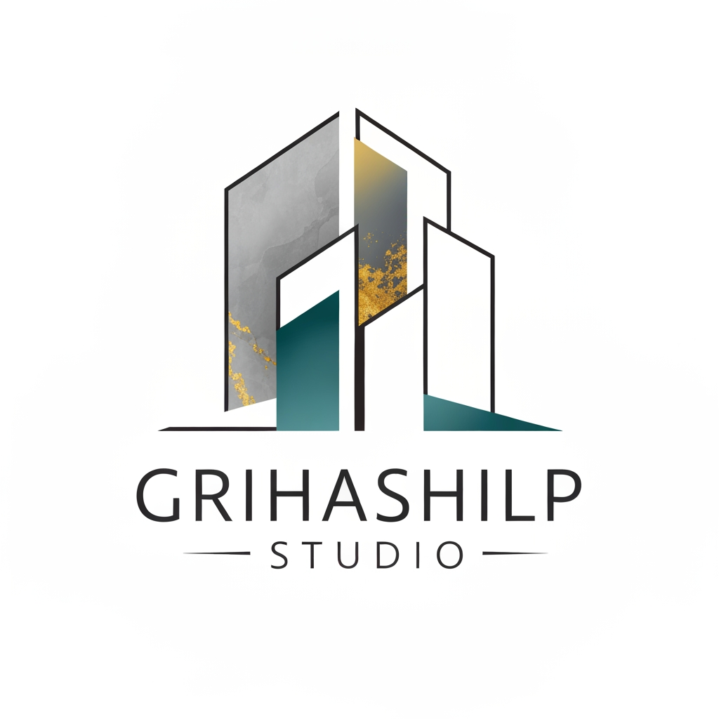 AI Design for i am an interior designer and my firm name is Grihashilp studio and i want make logo please suggest me design ideas and its will be creative and trending designs