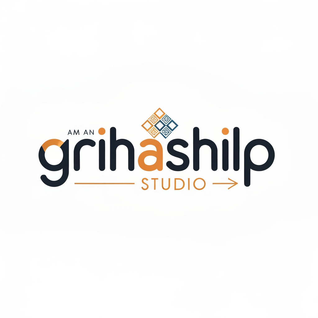 AI Design for i am an interior designer and my firm name is Grihashilp studio and i want make logo please suggest me design ideas and its will be creative and trending designs