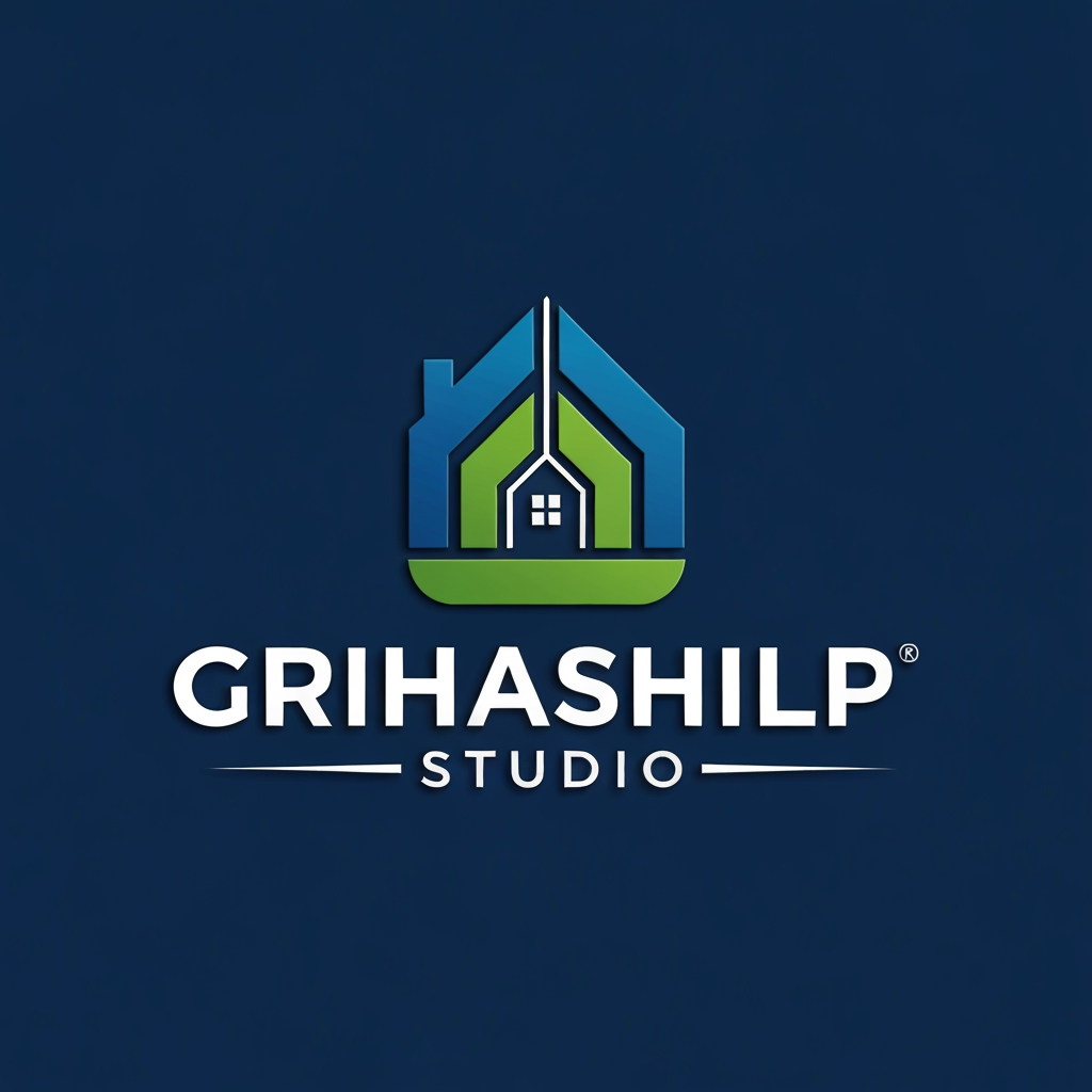 AI Design for i am an interior designer and my firm name is Grihashilp studio and i want make logo please suggest me design ideas and its will be creative and trending designs