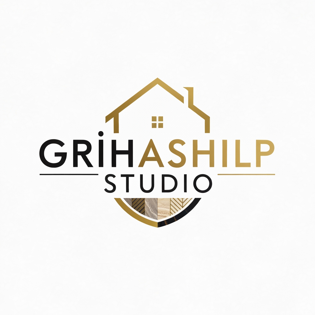 AI Design for i am an interior designer and my firm name is grihashilp studio and i want make logo please suggest me design with ideas and ganrate logo