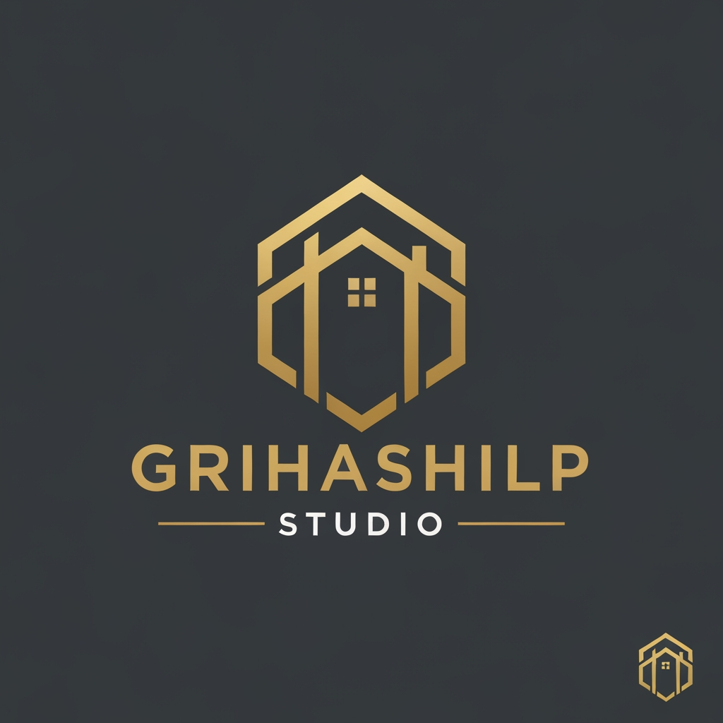 AI Design for i am an interior designer and my firm name is Grihashilp studio and i want make logo please suggest me design ideas and its will be creative and trending designs