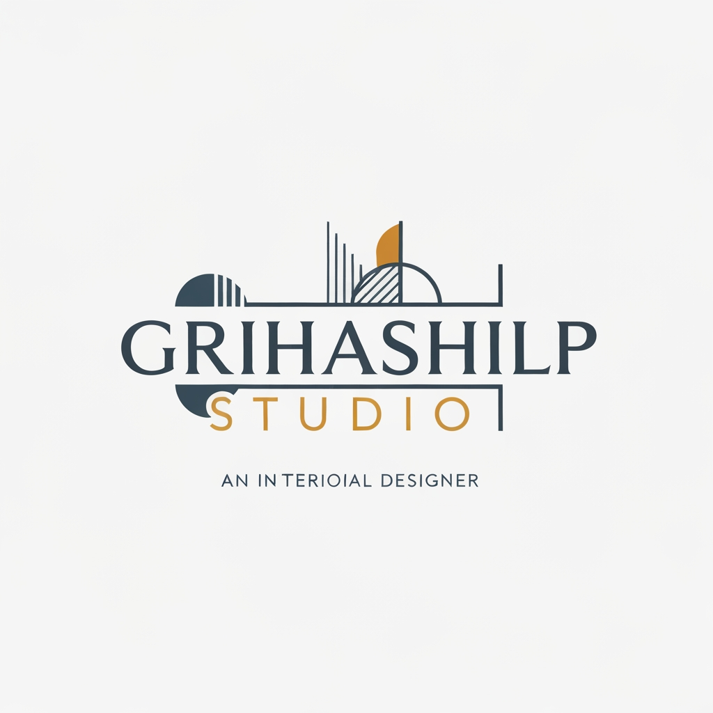 AI Design for i am an interior designer and my firm name is grihashilp studio and i want make logo please suggest me design with ideas and ganrate logo