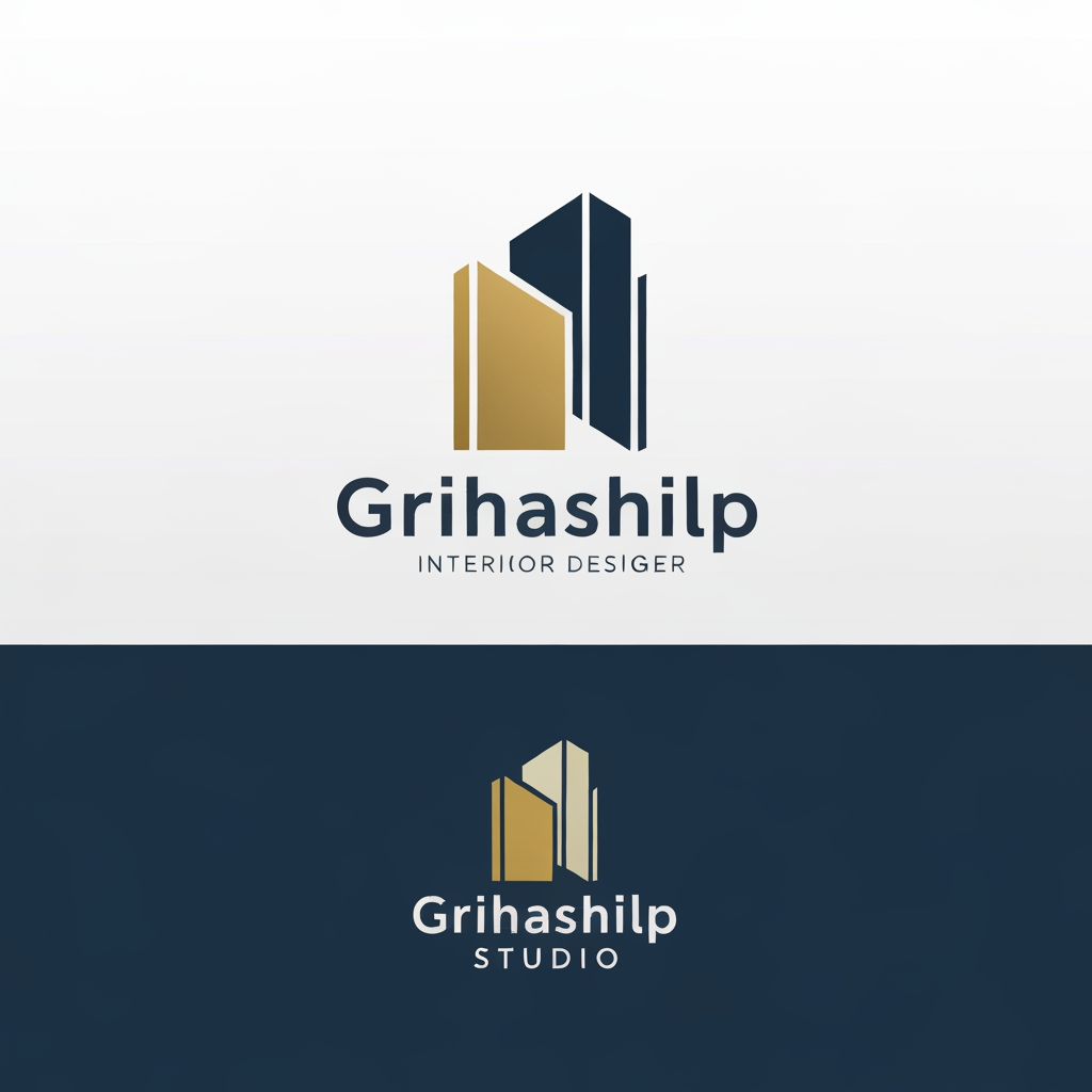 AI Design for i am an interior designer and my firm name is Grihashilp studio and i want make logo please suggest me design ideas and its will be creative and trending designs