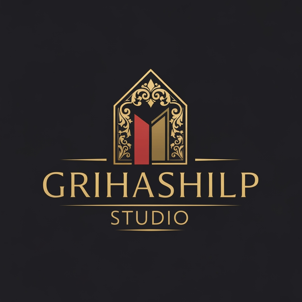 AI Design for i am an interior designer and my firm name is grihashilp studio and i want make logo please suggest me design with ideas and ganrate logo